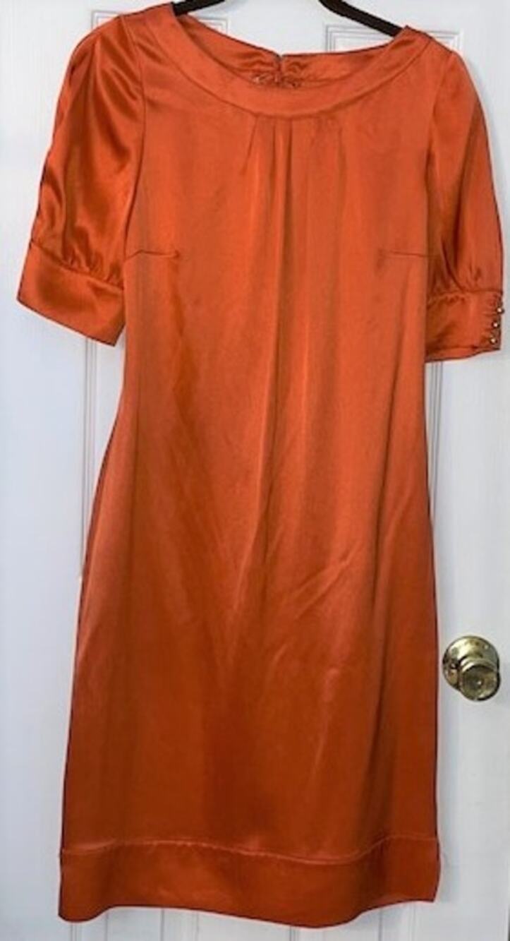 Vintage 100% silk orange dress in EUC
